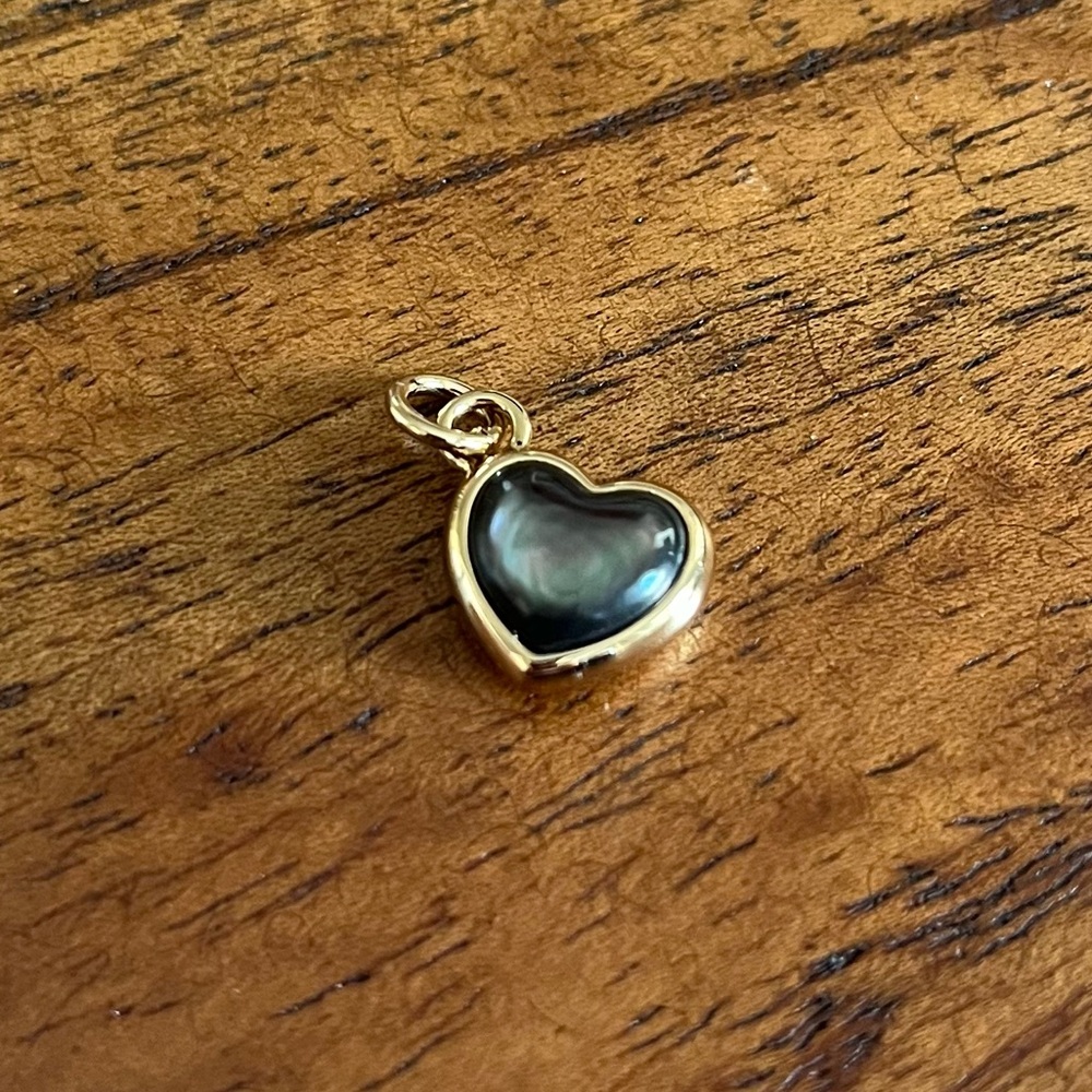Elizabeth Stone Black Mother of Pearl Heart Charm - Picture 2 of 5